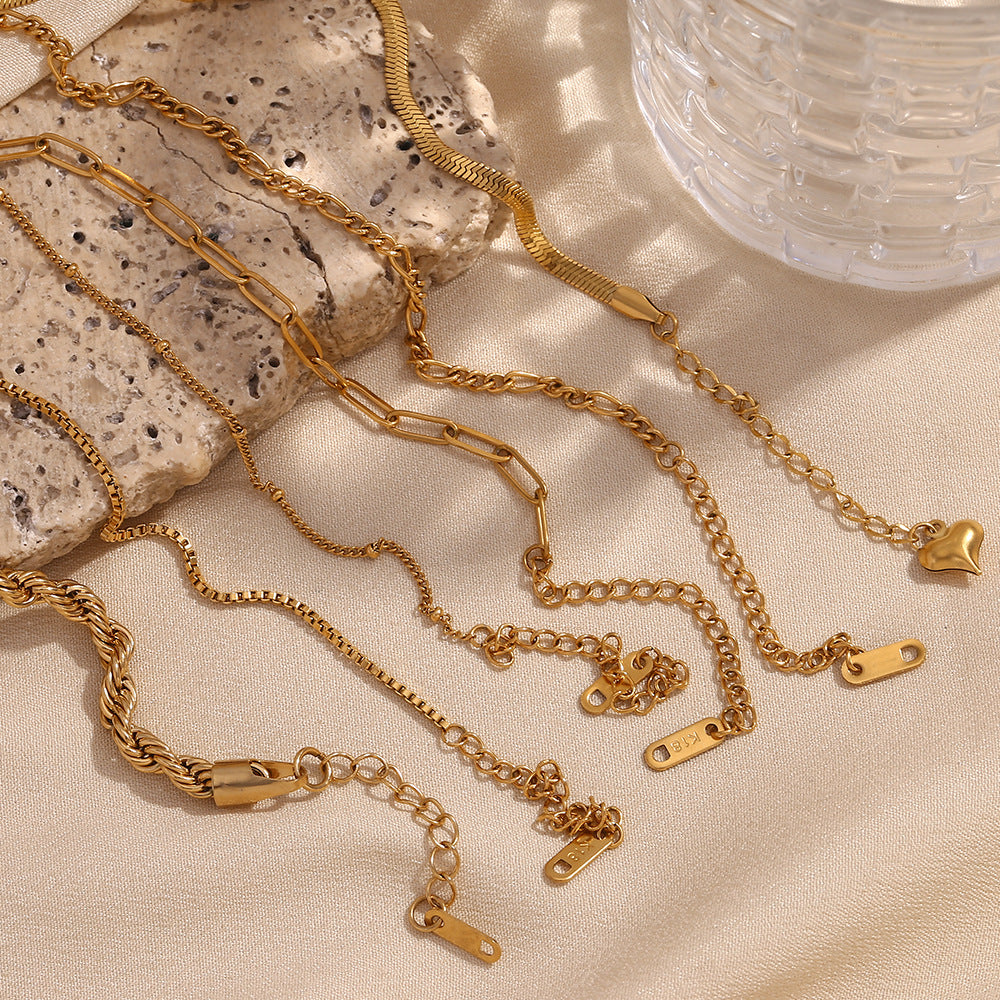 Bracciale Figaro Geometria Minimalista alla Moda da Donna in Acciaio Inossidabile con Placcatura in Oro 18K