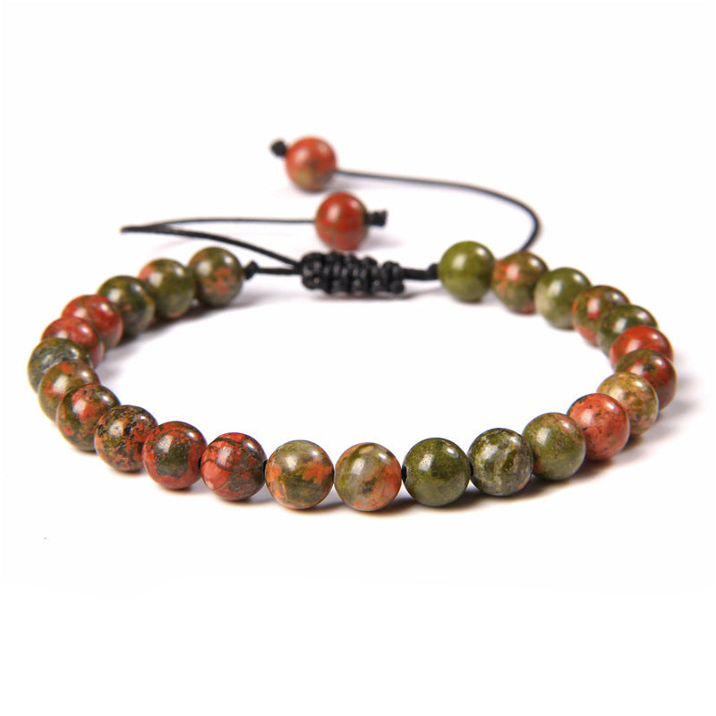 Sweet Sporty Geometric Natural White Crystal Stretch Bracelet 6mm Unisex Handmade Energy Bangle