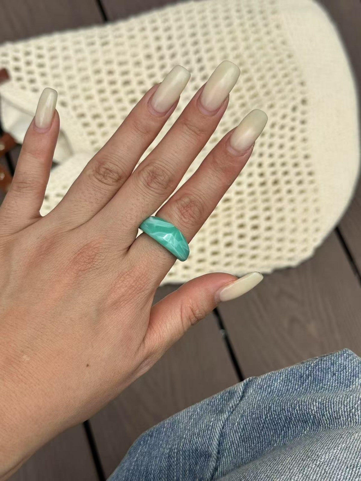 Vintage Casual Geometric Drip Oil Acrylic Ring