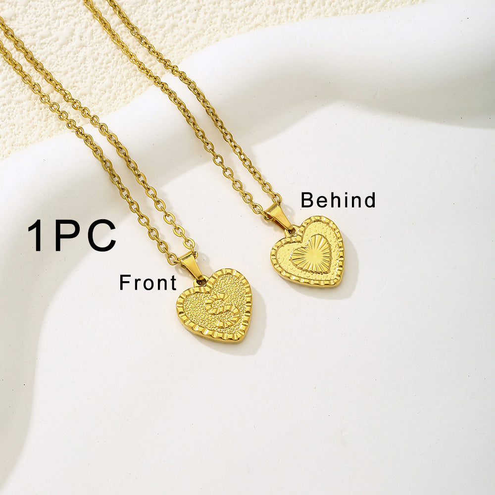 Elegante collana con ciondolo a forma di cuore in acciaio inossidabile con lettera, per donna, finitura placcata, stile catena O
