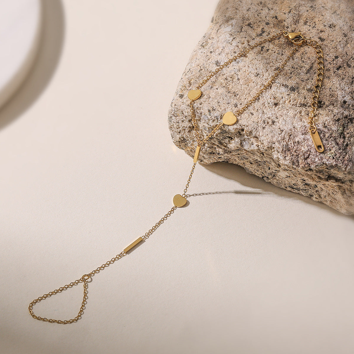 Geometric Gold Plated Stainless Steel Hand Chain for Women