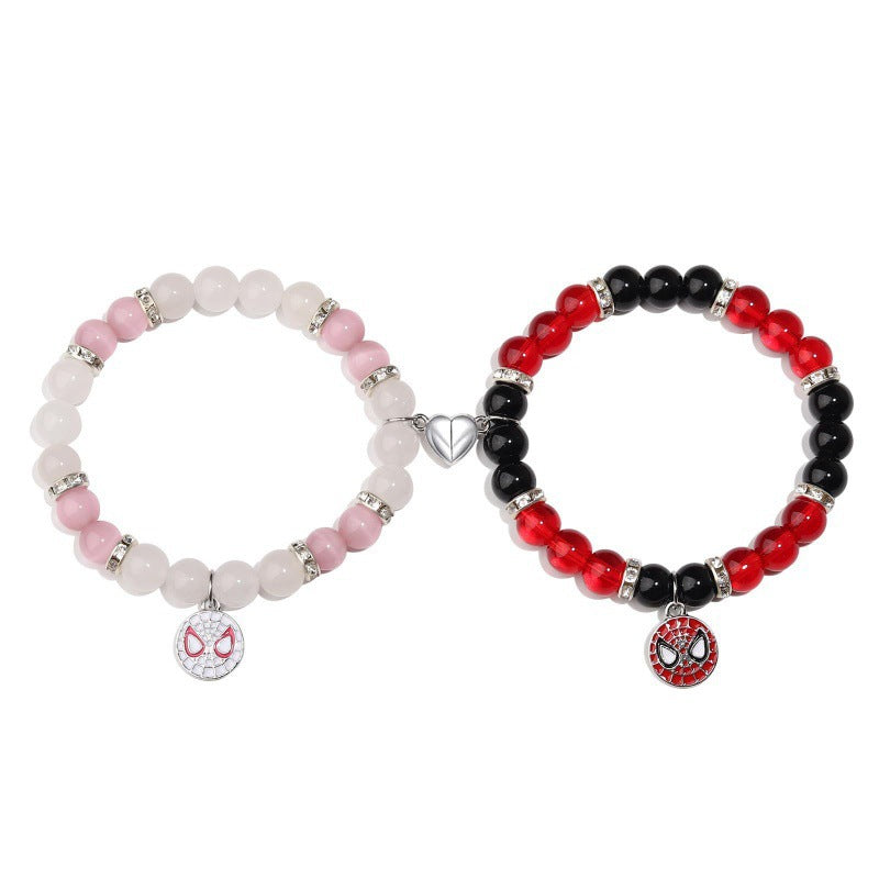 Spider and Heart Shape Crystal Magnetic Bracelet for Couples