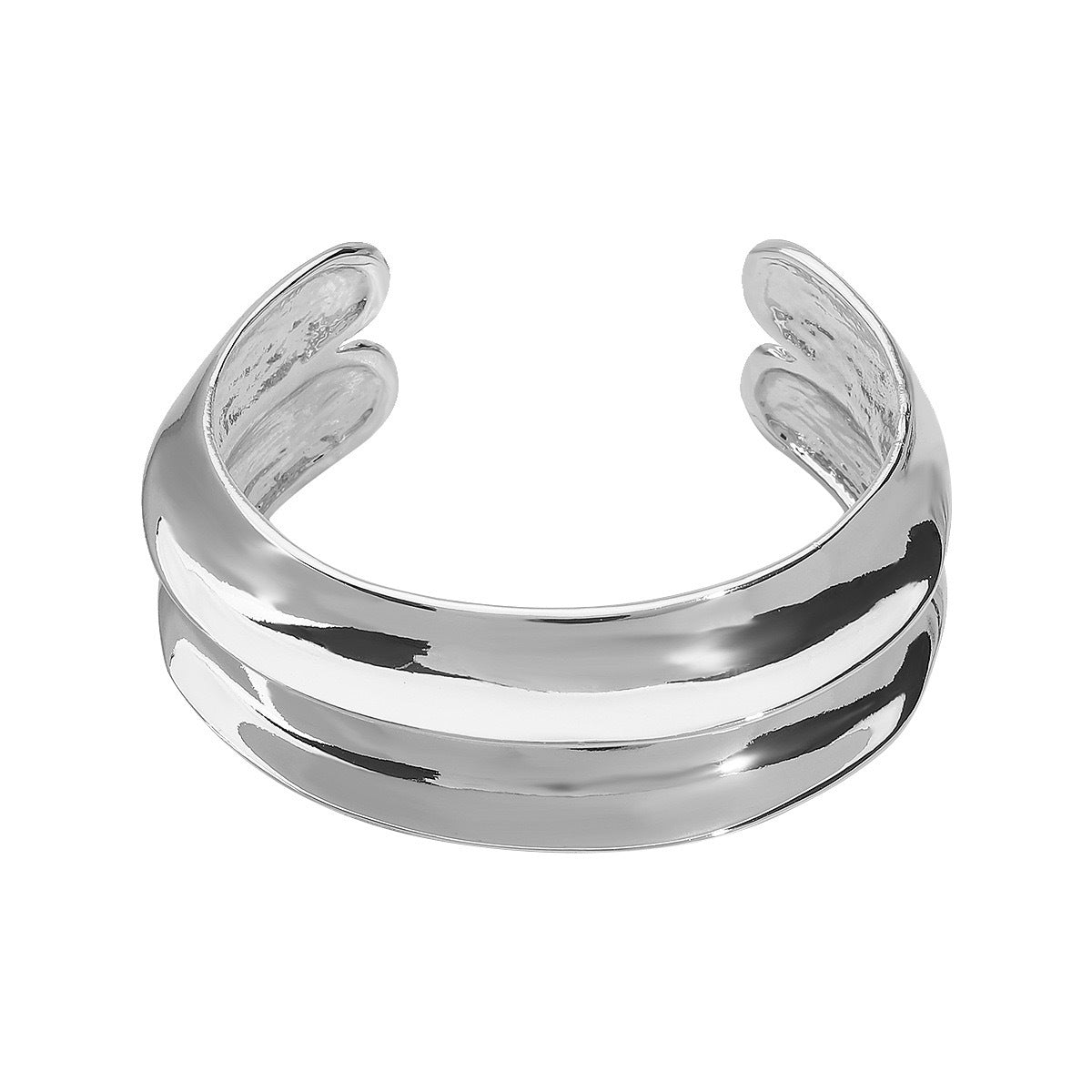 Bracciale a fascia aperta a doppio strato in lega placcata geometrico minimalista