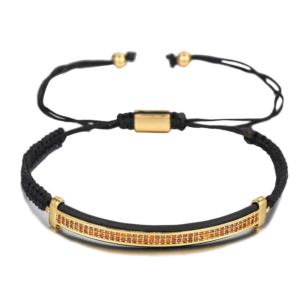 Minimalist Hip-hop Handmade Brass Micro-inlaid Cubic Zirconia Moon Geometric Bracelet