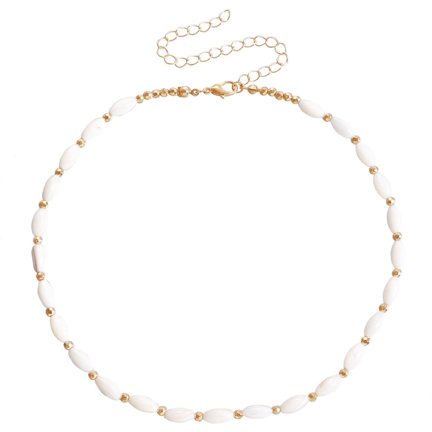 Elegante collar de perlas de agua dulce geométricas estilo barroco para mujer con acabado chapado y cadena a la clavícula