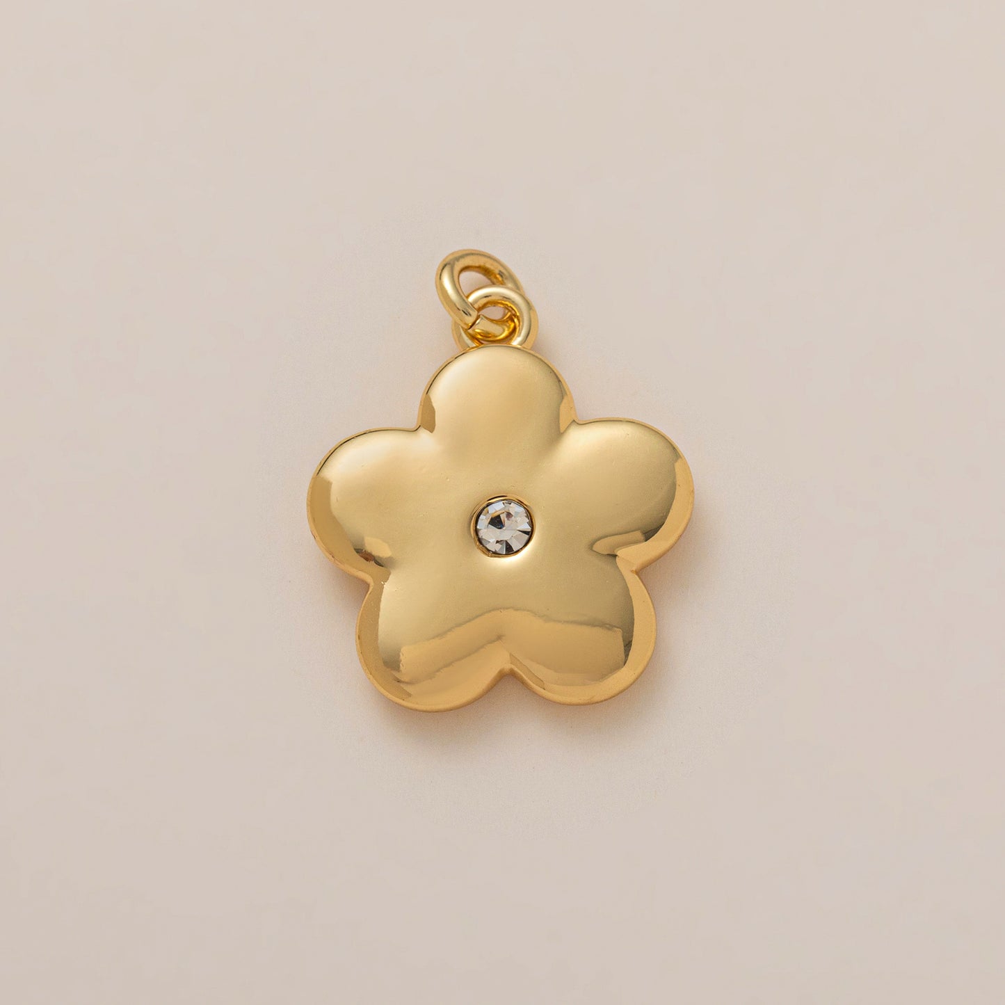 Vintage 18K Gold Plated Brass Heart Moon Charm Bar