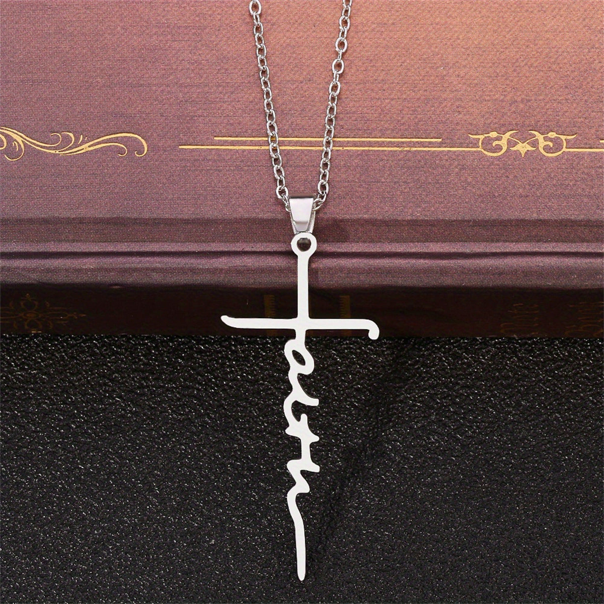 Minimalist Cross Pendant Necklace in Titanium Steel with Polished Finish for Women