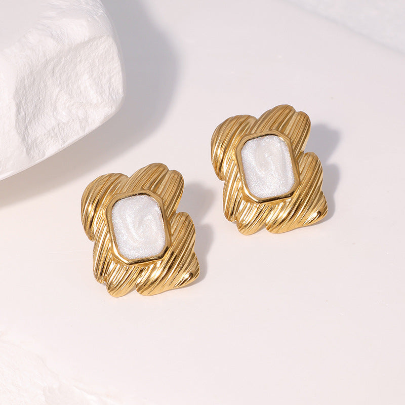 Elegant 18K Gold Plated Geometric Stainless Steel Earrings for Women