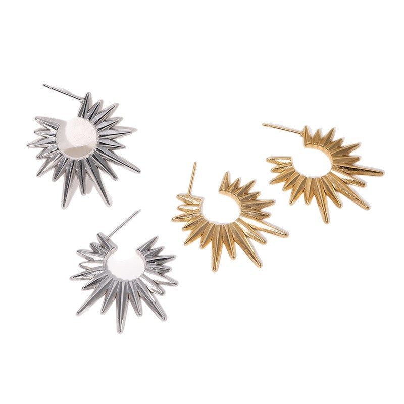 Minimalist Geometric Stainless Steel Earrings with 18K Gold Plating for Women, Hypoallergenic Titanium Steel Studs, Fade-Resistant Luxury Ear Jewelry