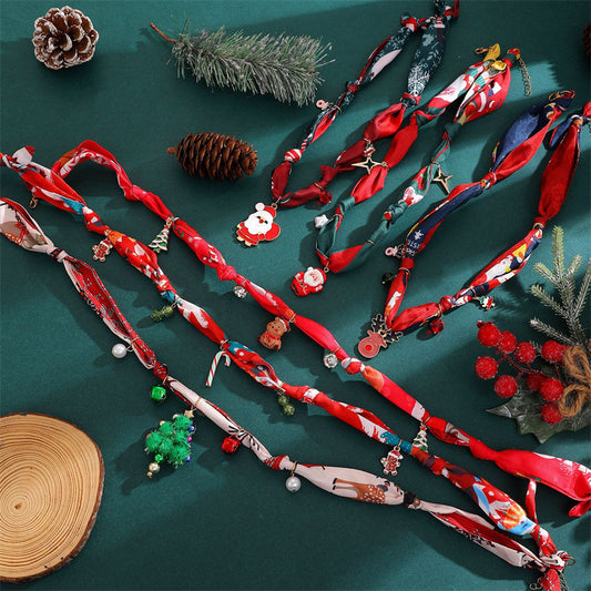Casual Alloy Plated Christmas Tree and Reindeer Pendant Necklace for Women