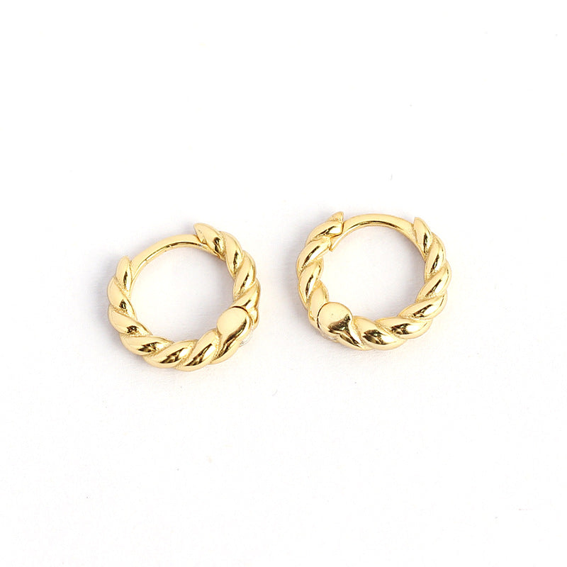 Minimalist 925 Sterling Silver Polished Rope Hoop Earrings for Women