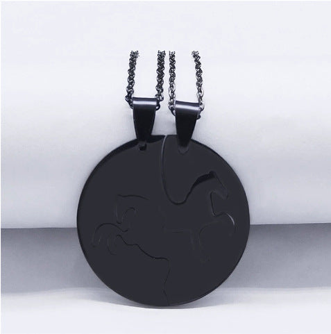 Minimalist Stainless Steel Pendant Necklace with Titanium Steel Charm on Pearl Chain for Unisex Everyday Wear