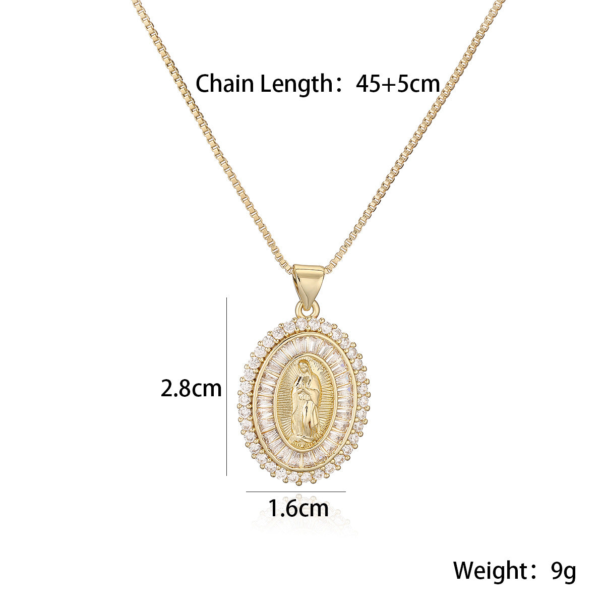 Minimalist Geometric Maria Pendant Necklace for Women with Copper Base Plated in 18K Gold and Zircon Inlay