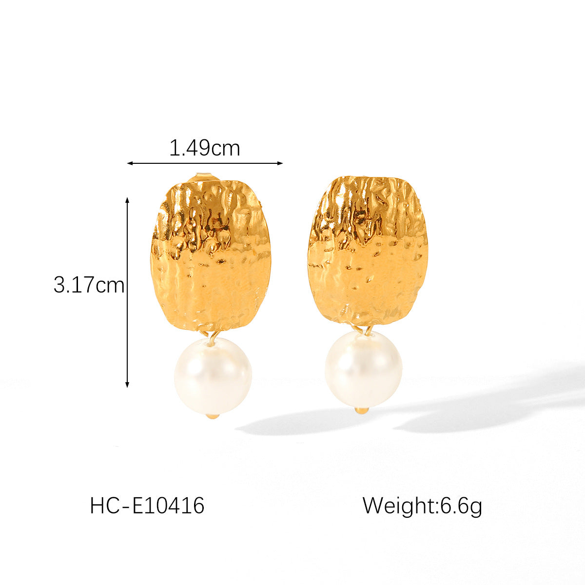 Ins Style Hammered Texture Titanium Steel Earrings with 18K Gold Plating Geometric Heart and Butterfly Shapes Rhinestone Inlay for Women