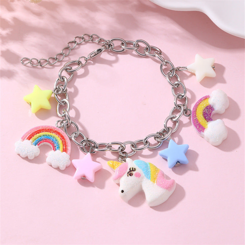 Braccialetto per Bambini Stile Punk a Stella Geometrica Elettroplaccato in Materiali Misti