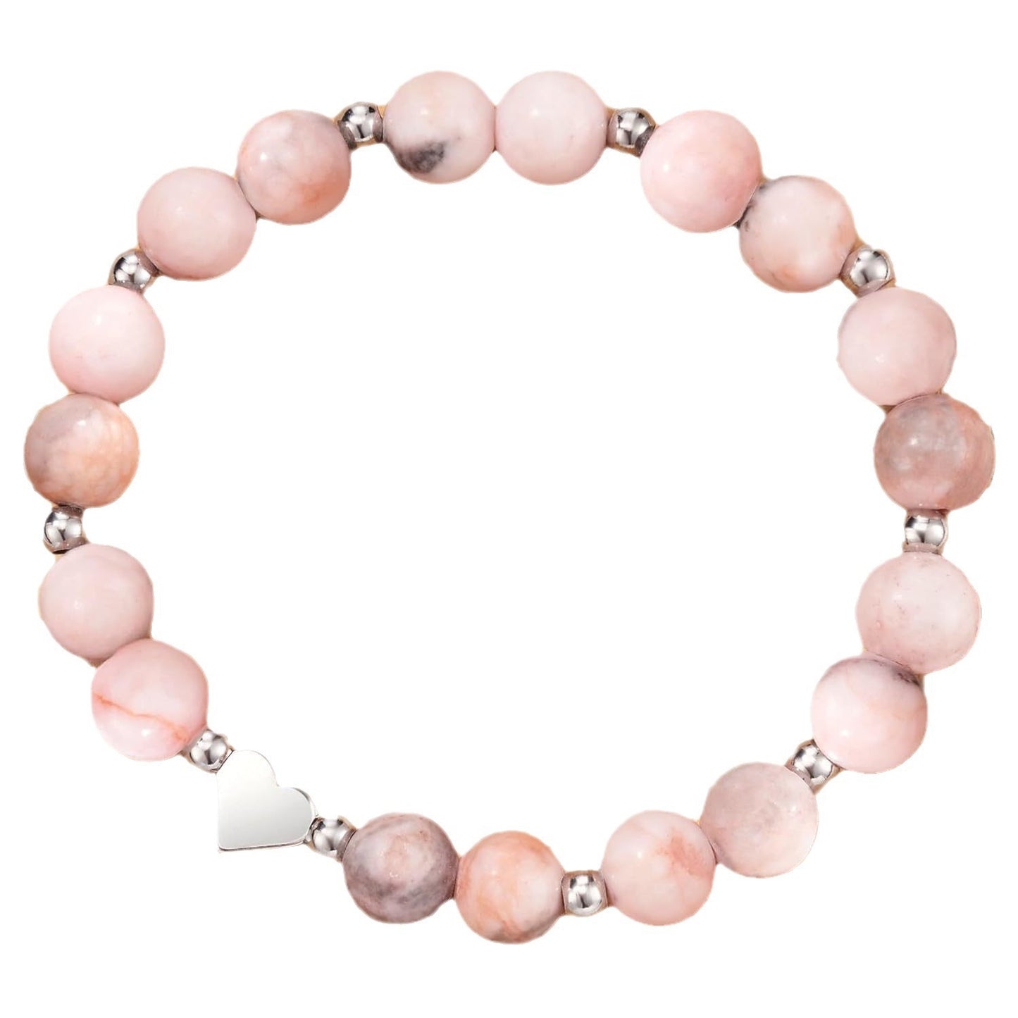 Sweet Heart Shaped Pink Zebra Agate Bracelet for Women