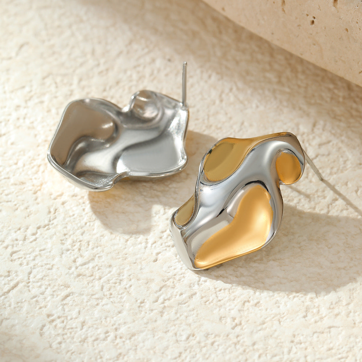 Orecchini geometrici in acciaio inossidabile con placcatura in oro e argento da donna, alla moda, da ufficio, astratti
