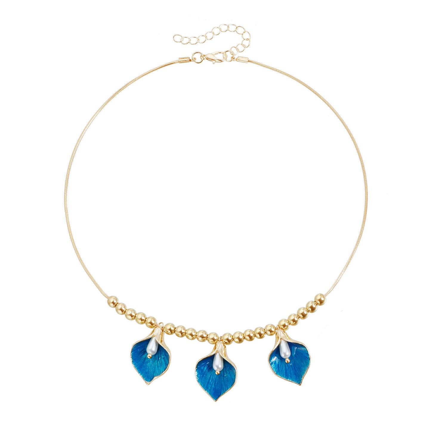 Vintage Elegant Floral Geometric Drip Oil Plated Alloy Necklace for Women
