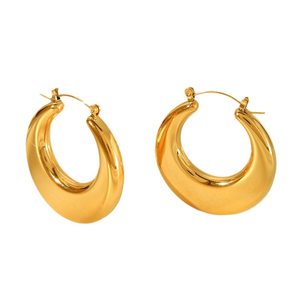 Minimalist Geometric Hollow Titanium Steel Ear Cuffs for Women with Plated Finish and Modern Instagram-Inspired Design
