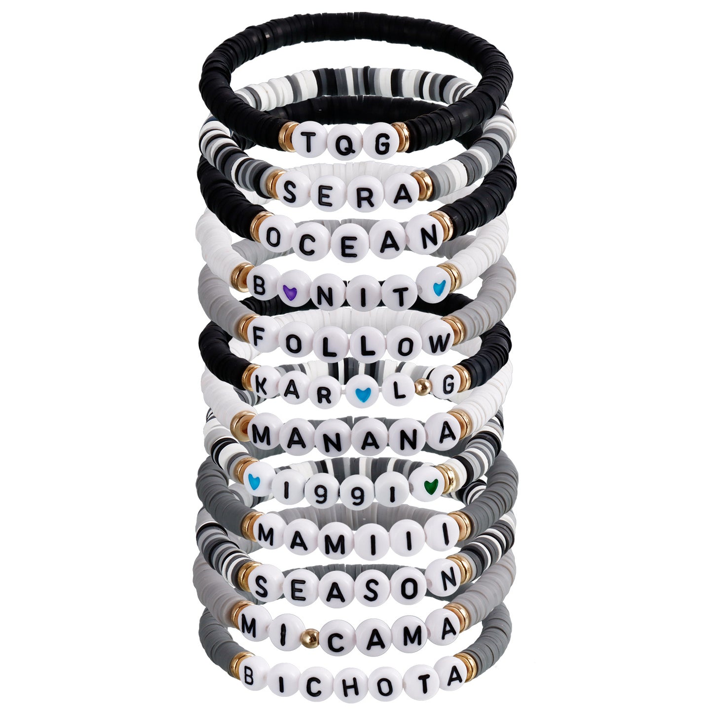 Geometric Ins Style Plated Bracelet Set with Crystal Charms and Letter Accents for Women and Men