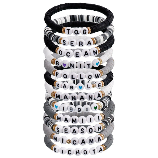 Conjunto de pulseras chapadas estilo geométrico con dijes de cristal y detalles de letras para mujeres y hombres