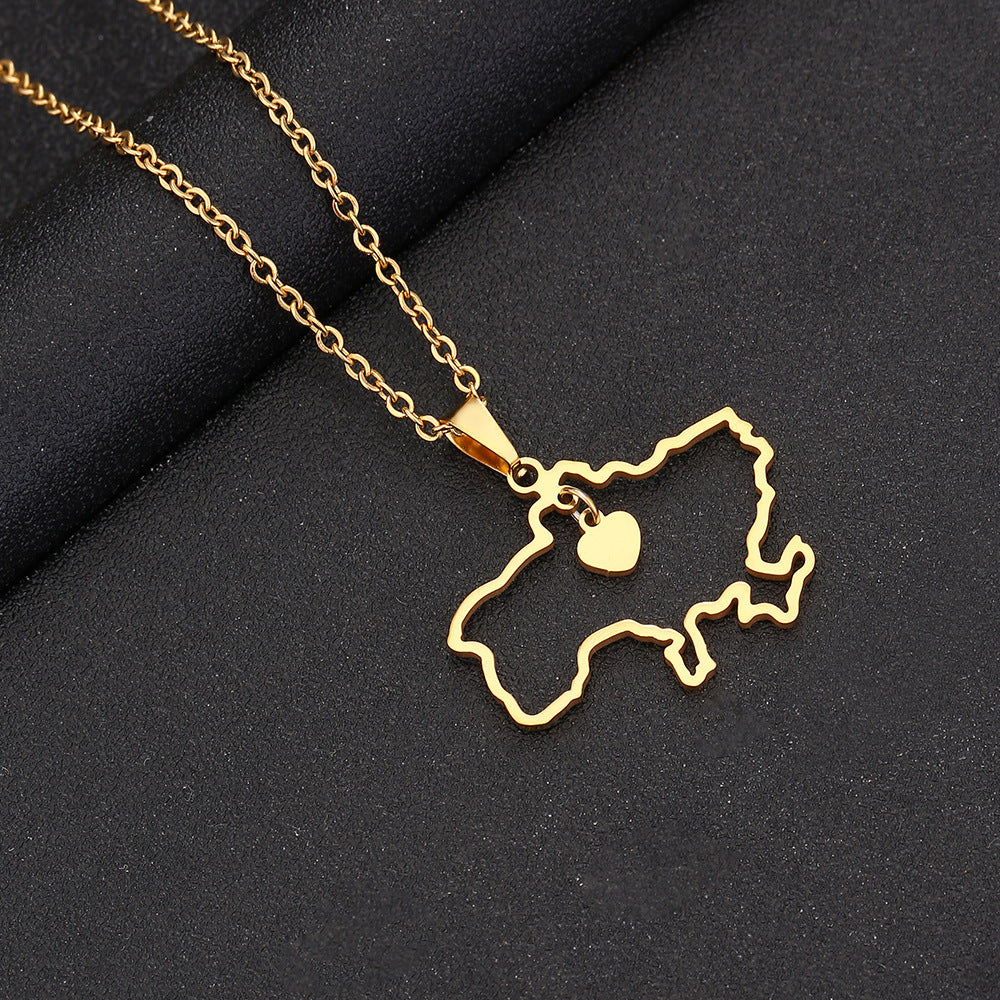 Collana con ciondolo geometrico etnico vintage da donna in acciaio inossidabile e titanio con finitura placcata, catena a O