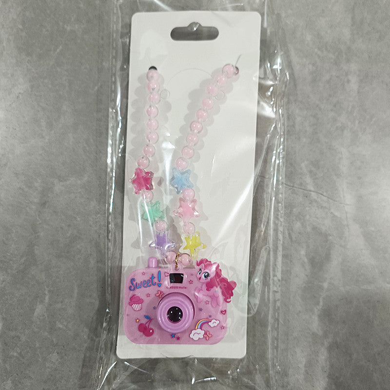 Collana con Pendente a Forma di Personaggio dei Cartoni Animati per Bambini con Fotocamera a Proiezione in Resina su Catena a Sfere, Simpatico Regalo di Compleanno per Ragazze dai 3 ai 10 Anni