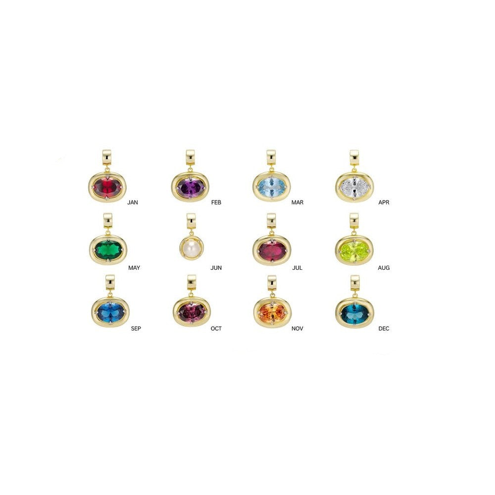 Vintage Stainless Steel PVD Gold Plated December Birthstone Pendant Charm Bar
