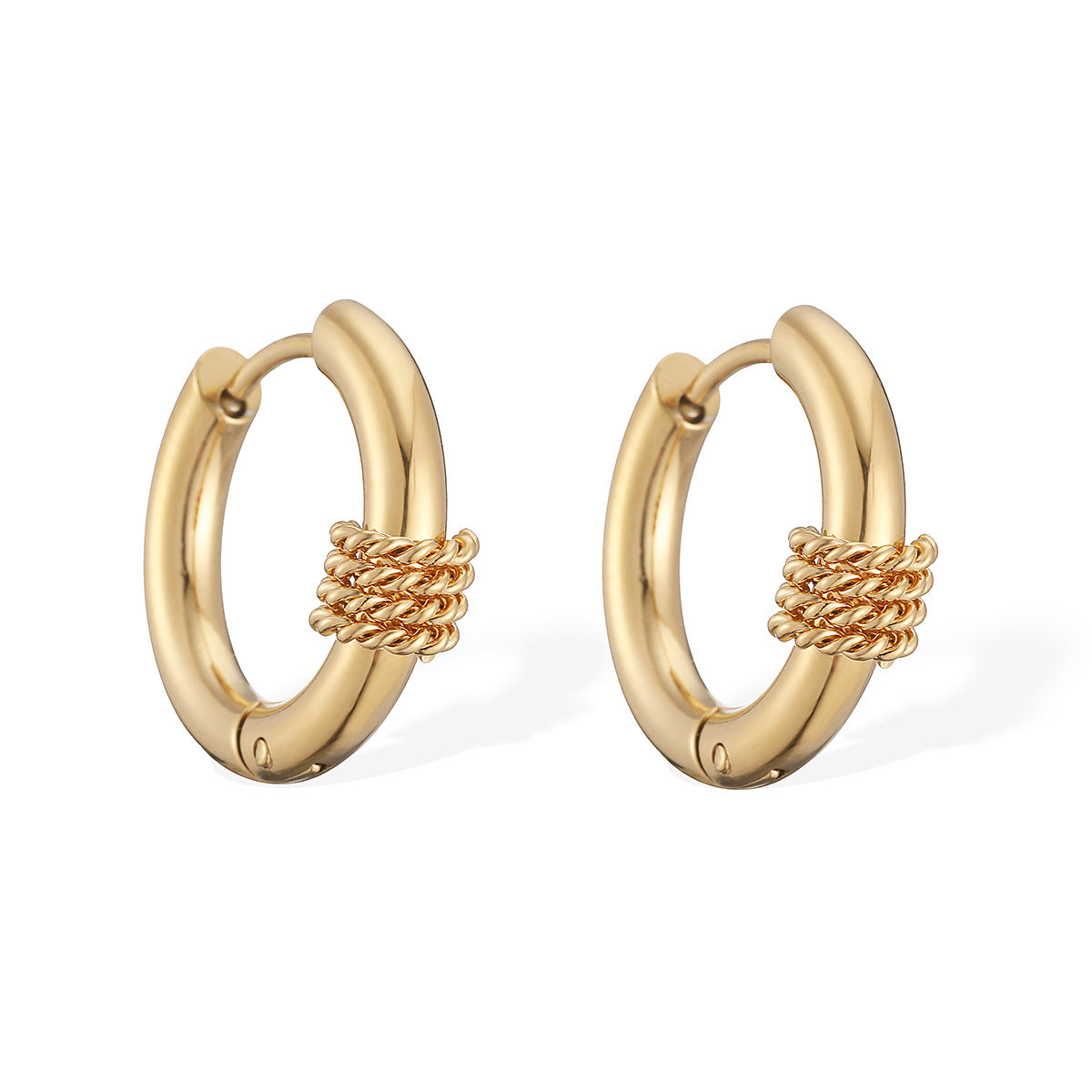 Minimalist 18K Gold Plated Geometric Stainless Steel Hoop Earrings for Women