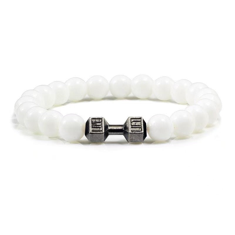 Fashion Matte Plated Alloy Beaded Bracelet Unisex Elastic Yoga Energy Bangle