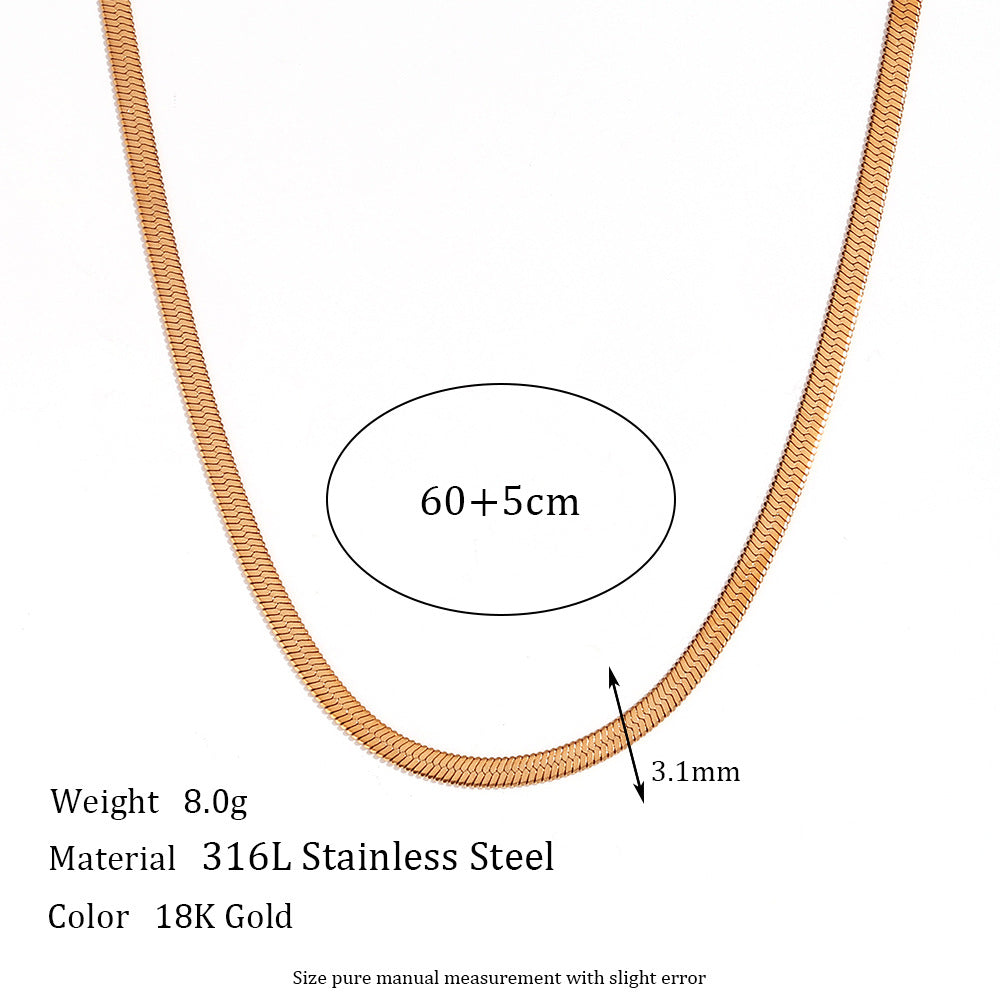 Minimalist Geometric Titanium Steel Plated 18K Gold Blade Chain Anklet Waist Chain Bracelet Necklace for Women
