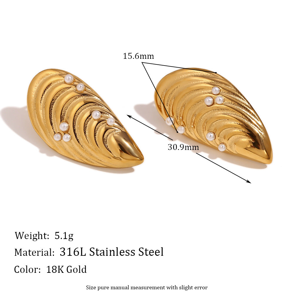 Fashionable Minimalist Geometric Hoop Earrings for Women Stainless Steel with 18K Gold Plating