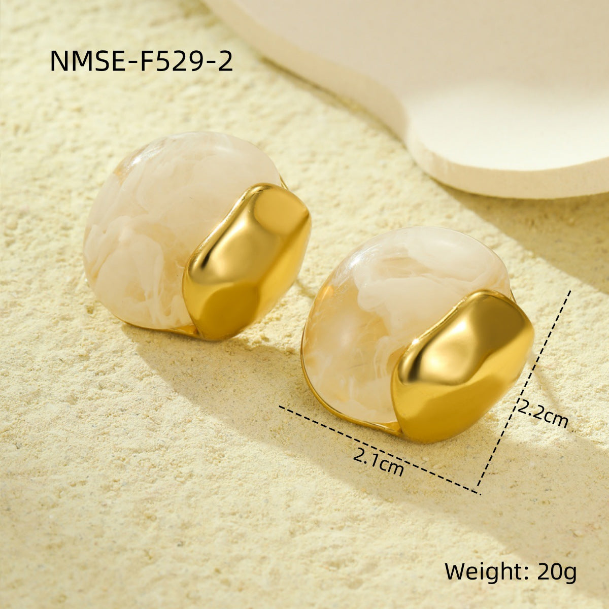Pendientes de acero inoxidable ovalados con incrustaciones de resina estilo vintage para mujer con acabado chapado