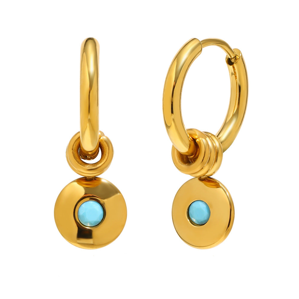 Minimalist 18K Gold Plated Stainless Steel Round Geometric Pendant Necklace for Women