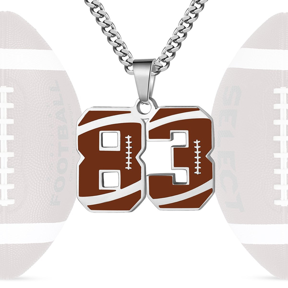 Motivational Football Number Pendant Necklace for Men in Stainless Steel with Polished Finish and Letter/Number Design