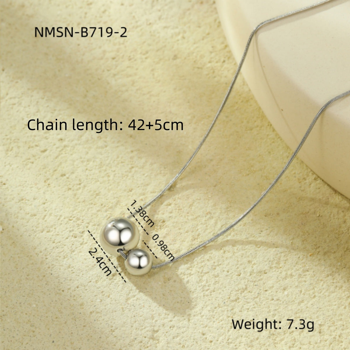 Collar con colgante esférico hueco de acero inoxidable de moda minimalista con chapado al vacío para mujer
