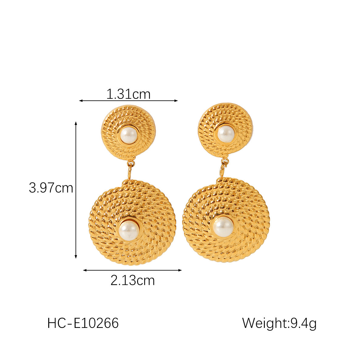 Pendientes minimalistas de acero inoxidable con forma de corazón y lazo, con acentos de perlas y chapados en oro de 18 quilates para mujer