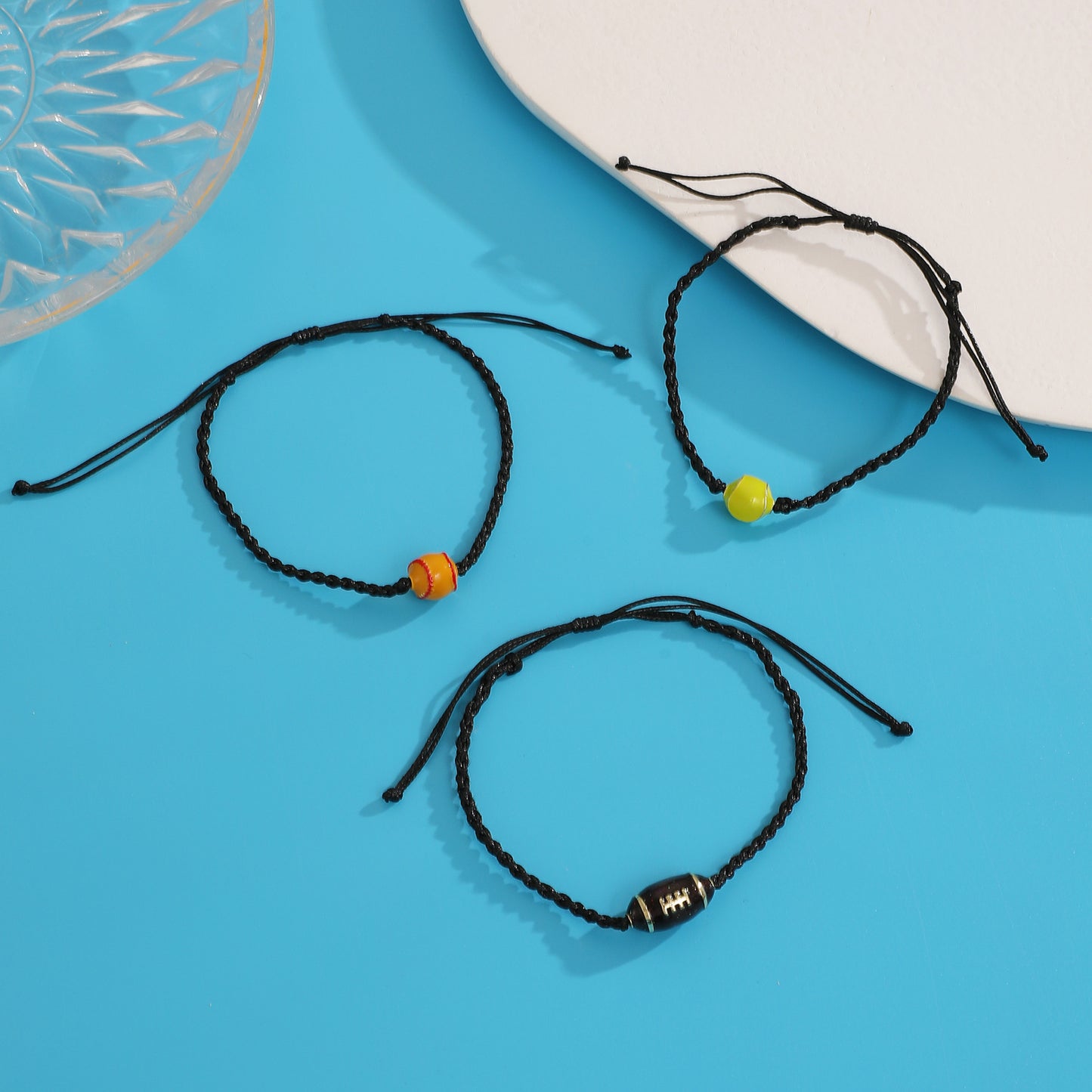 Sporty Plated Mixed Materials Adjustable Woven Bracelet Charm Bar