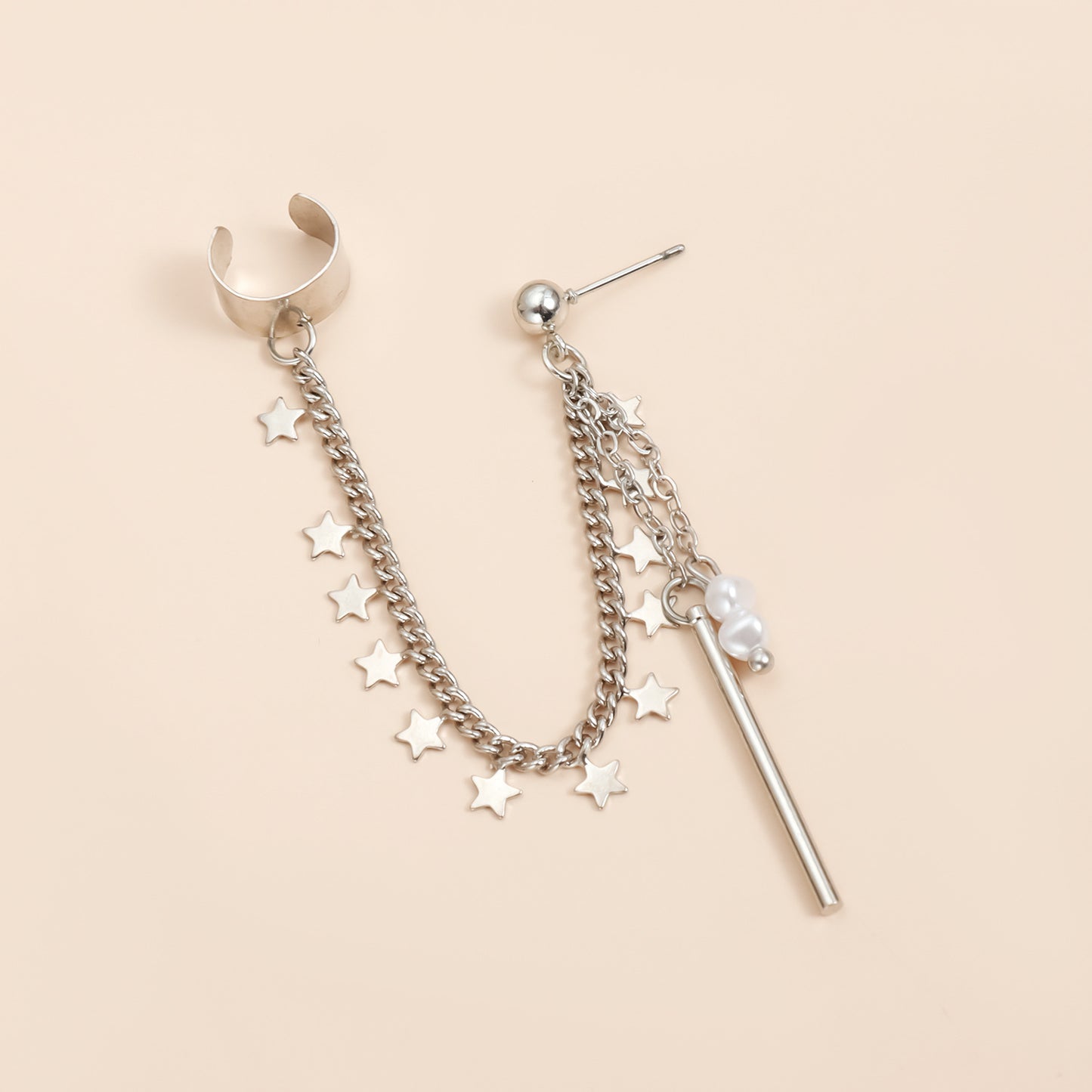 Fashionable Geometric Star-Shaped U-Style Ear Cuffs for Women Made of Alloy with Plated Finish
