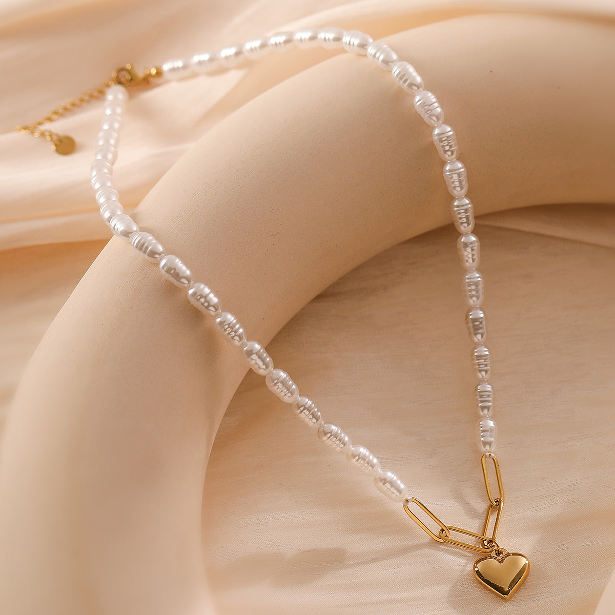 Collana Pendente Minimalista a Cuore in Acciaio Inossidabile con Placcatura in Oro 18K da Donna