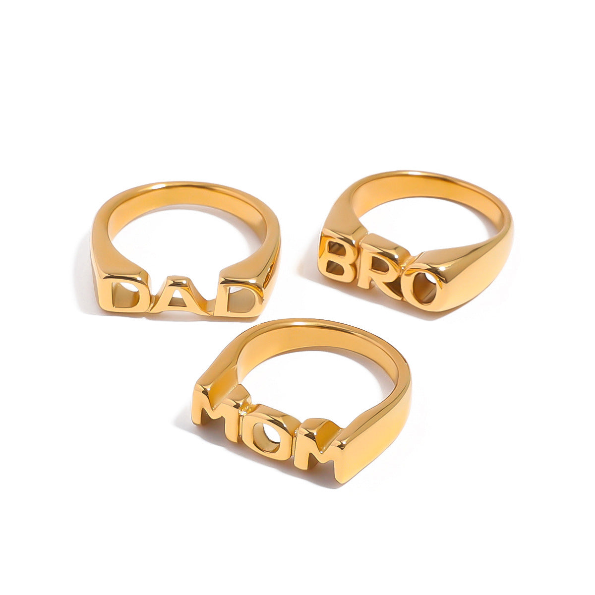 Minimalist Geometric Letter Plated Stainless Steel Ring for Women