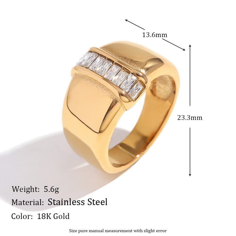 Anello geometrico minimalista da donna in acciaio inossidabile placcato oro 18 carati