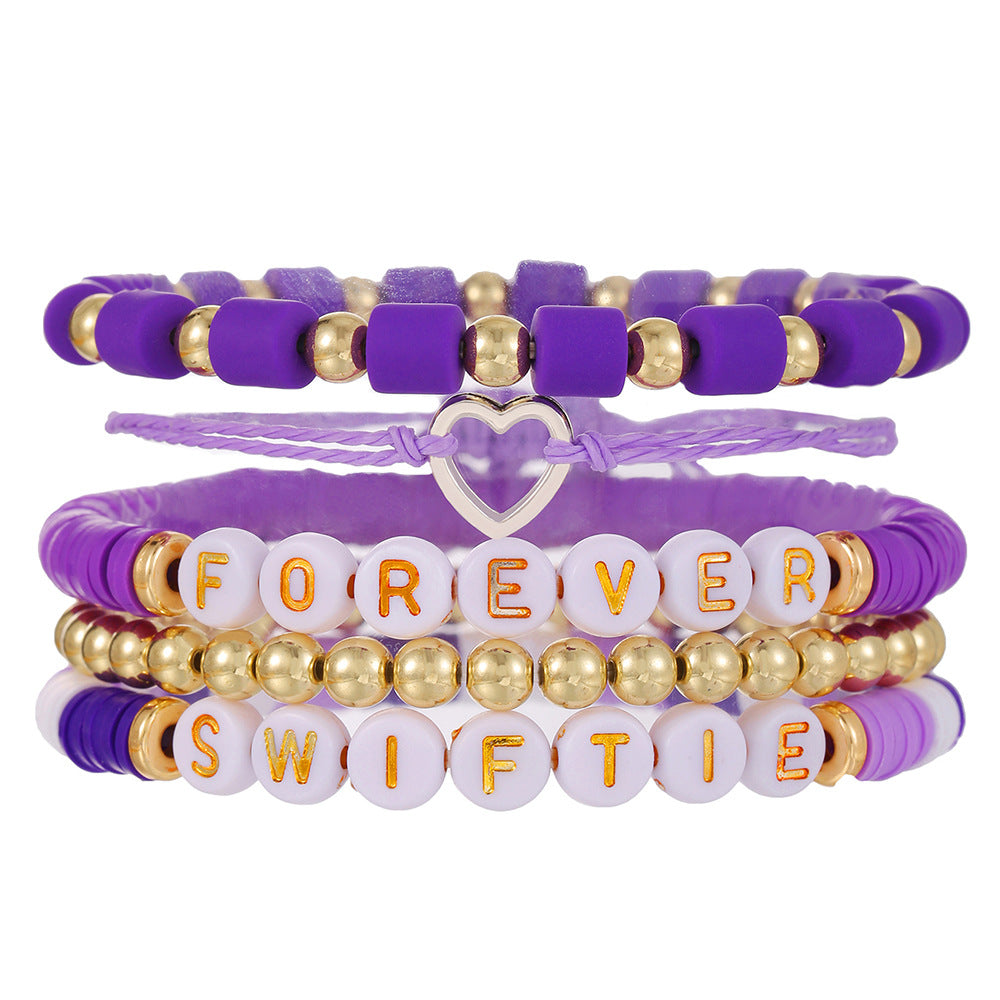 Colorful Letter Resin Beaded Bracelet Set