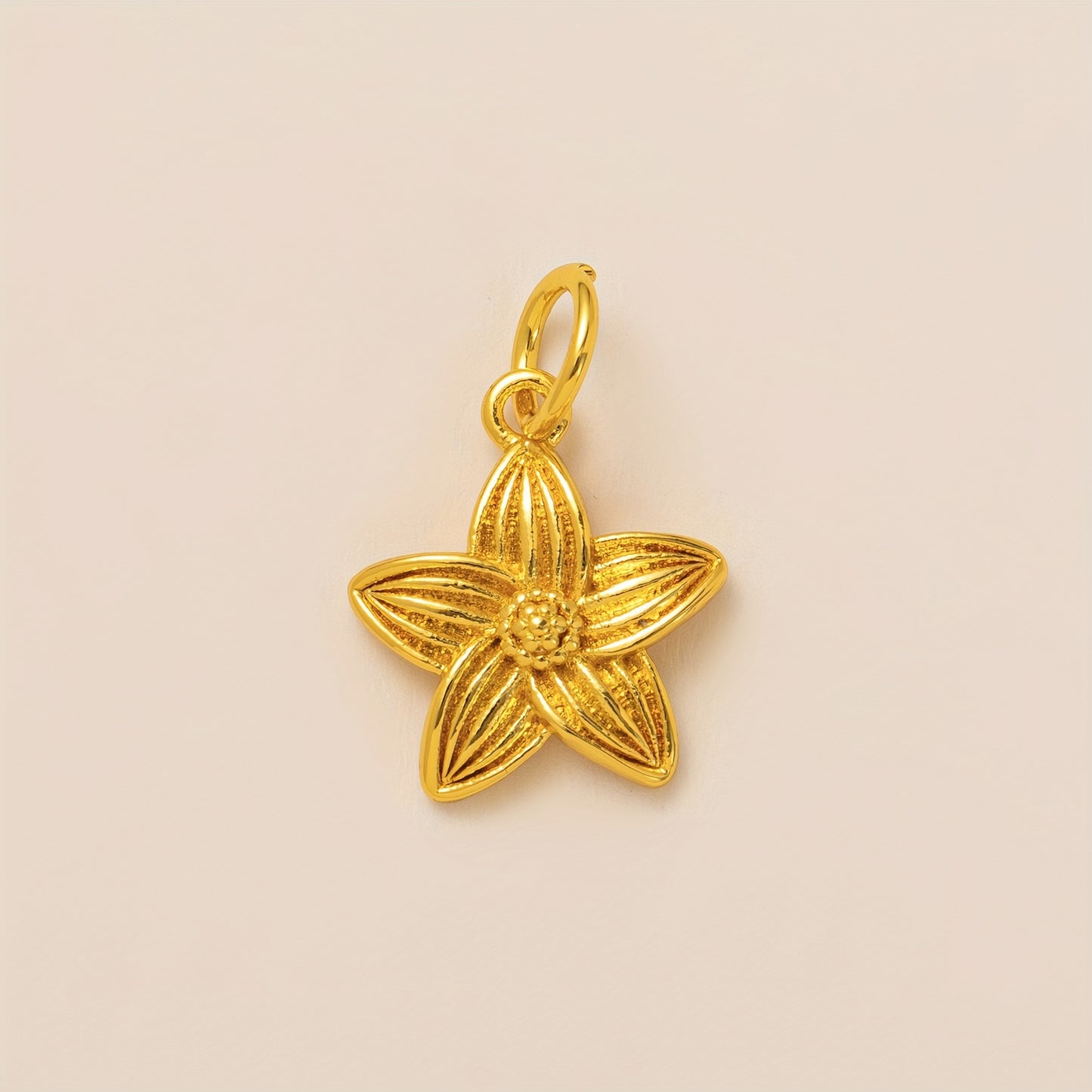 Sweet 14K Gold Plated Brass Floral Pearl Heart Star Geometric Plant Pendant Necklace Charm Bar