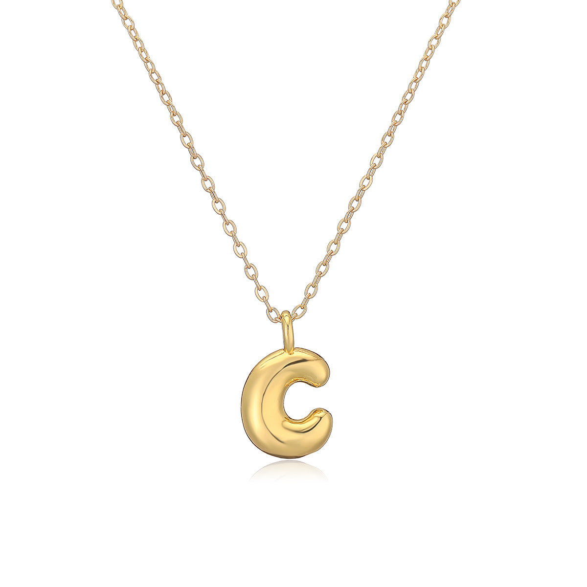 Minimalist Letter-Shaped Copper Pendant Necklace with Real Gold Plating for Women