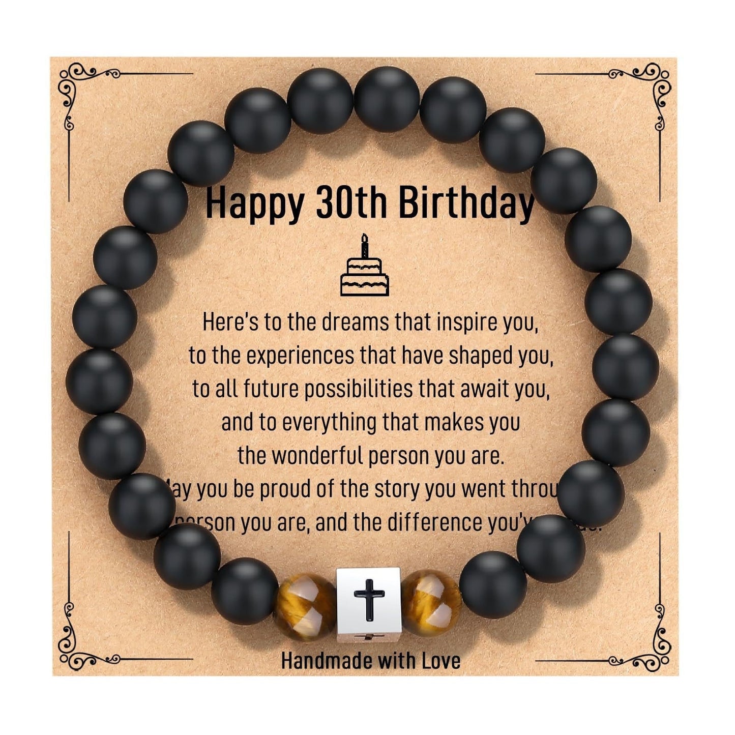 Minimalist Matte Stainless Steel Heart Geometric Cross Bracelet Unisex Beaded Hand Jewelry