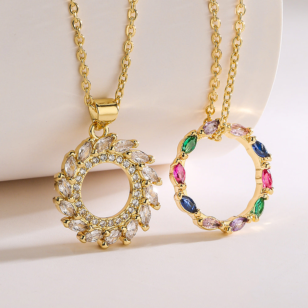 Minimalist Geometric Pendant Necklace for Women in Copper with Real Gold Plating and Micro-Pave Zirconia
