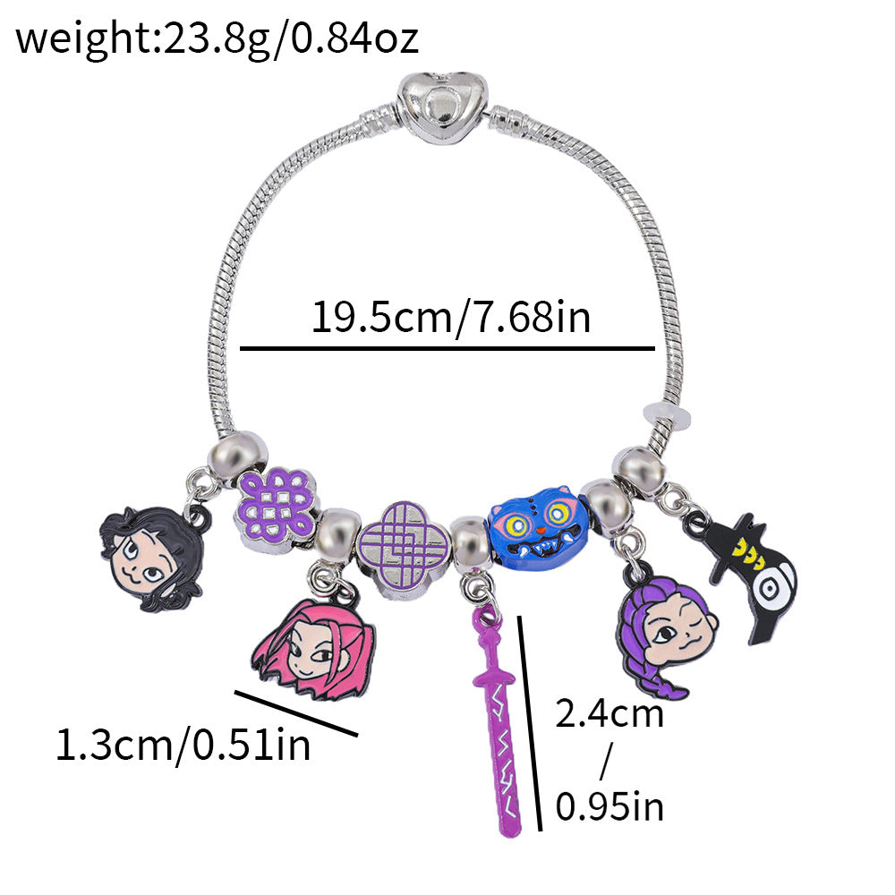Bracciale fai da te in lega con ciondoli a forma di cartone animato a goccia d'olio