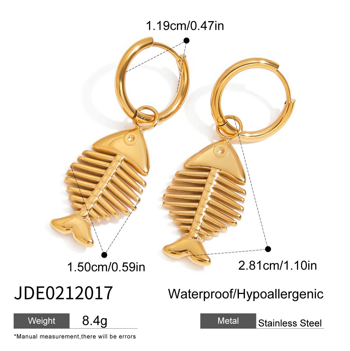 Minimalist Geometric Fish Stainless Steel Plated Earrings for Women