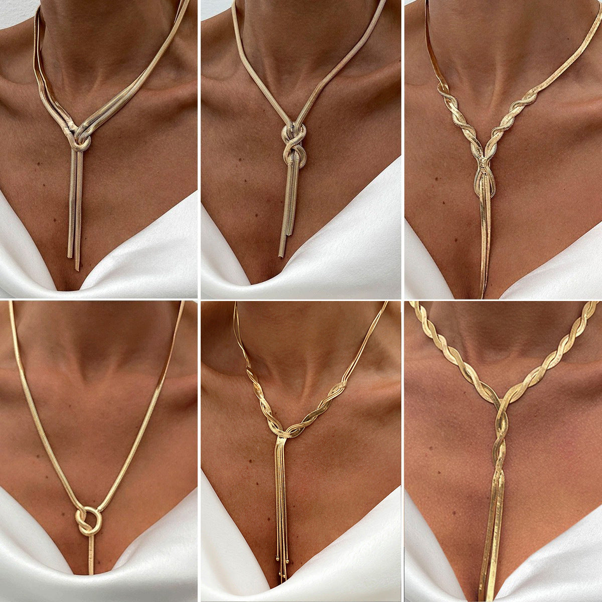 Minimalist Geometric Y-Shape Plated Alloy Snake Chain Necklace for Women
